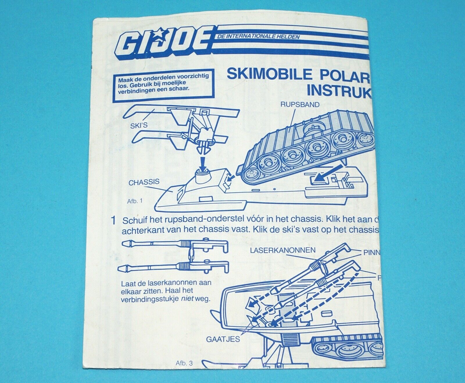 1983 GI JOE POLAR BATTLE BEAR SPARE BLUEPRINT INSTRUCTIONS NL DUTCH HASBRO