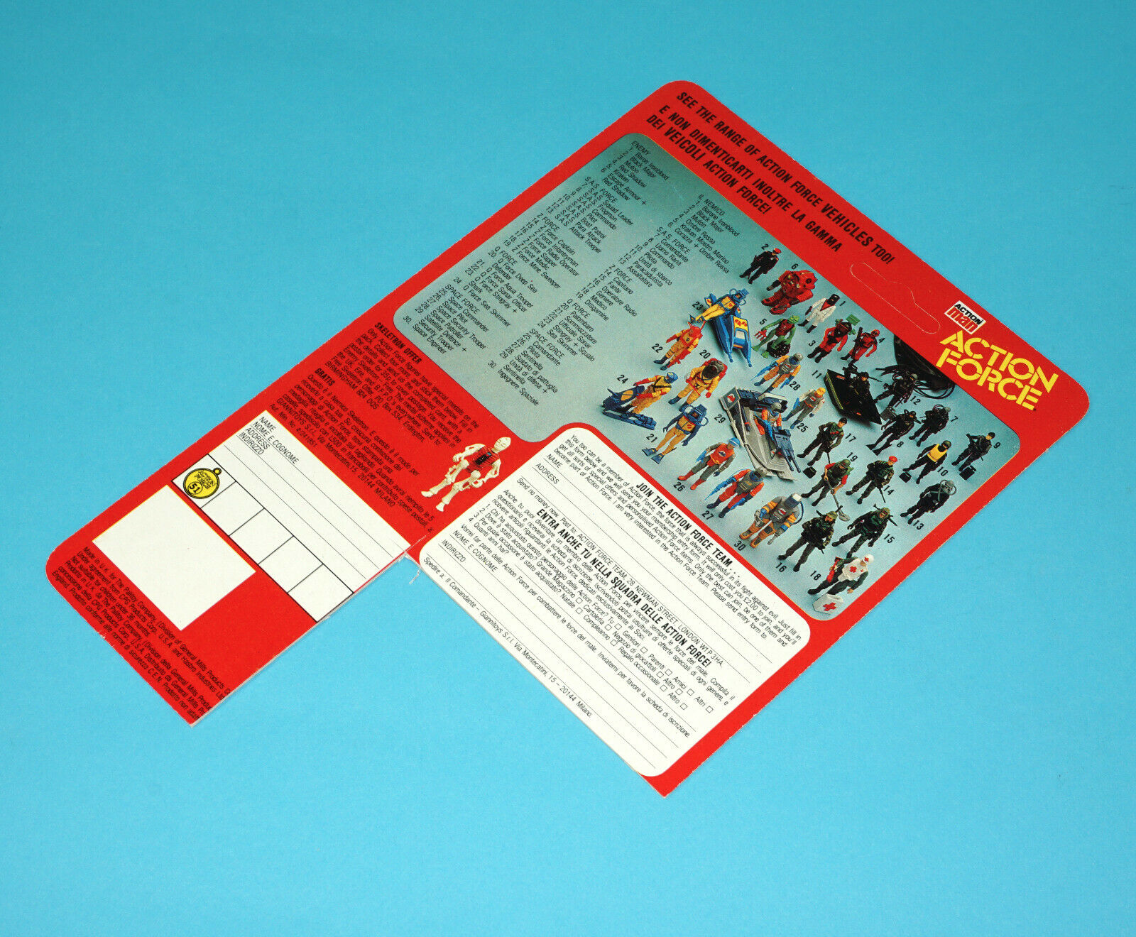 1983 GI JOE ACTION FORCE Z FORCE BATTLE GEAR CARDBACK PALITOY - Image 3