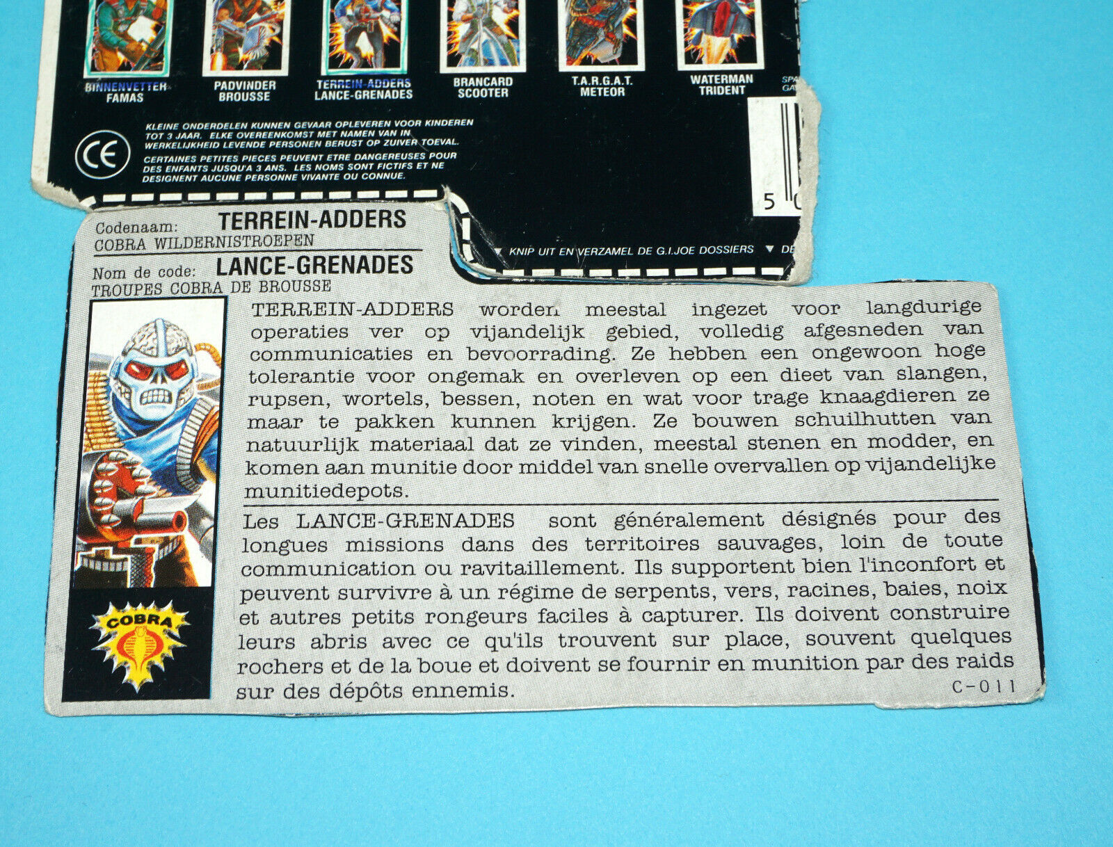 1990 GI JOE RANGE-VIPERS v1 FILE CARD FILECARD NL FR BENELUX HASBRO - Image 3