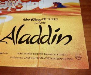 ORIGINAL MOVIE POSTER ALADDIN 1992 FRENCH FOLDED ONE PANEL GRANDE DISNEY CLASSIC