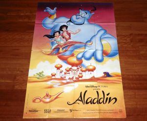 ORIGINAL MOVIE POSTER ALADDIN 1992 FRENCH FOLDED ONE PANEL GRANDE DISNEY CLASSIC