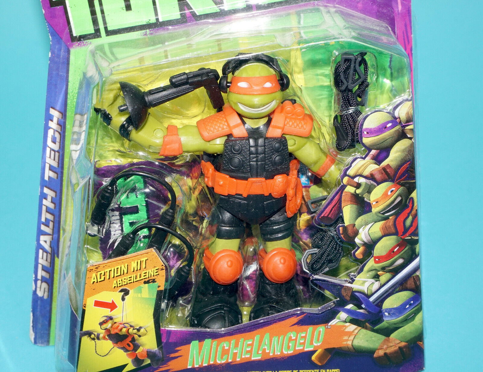 TMNT NICKELODEON TEENAGE MUTANT NINJA TURTLES STEALTH TECH MICHELANGELO MOC MOSC EURO CARD 2013 PLAYMATES - Image 2
