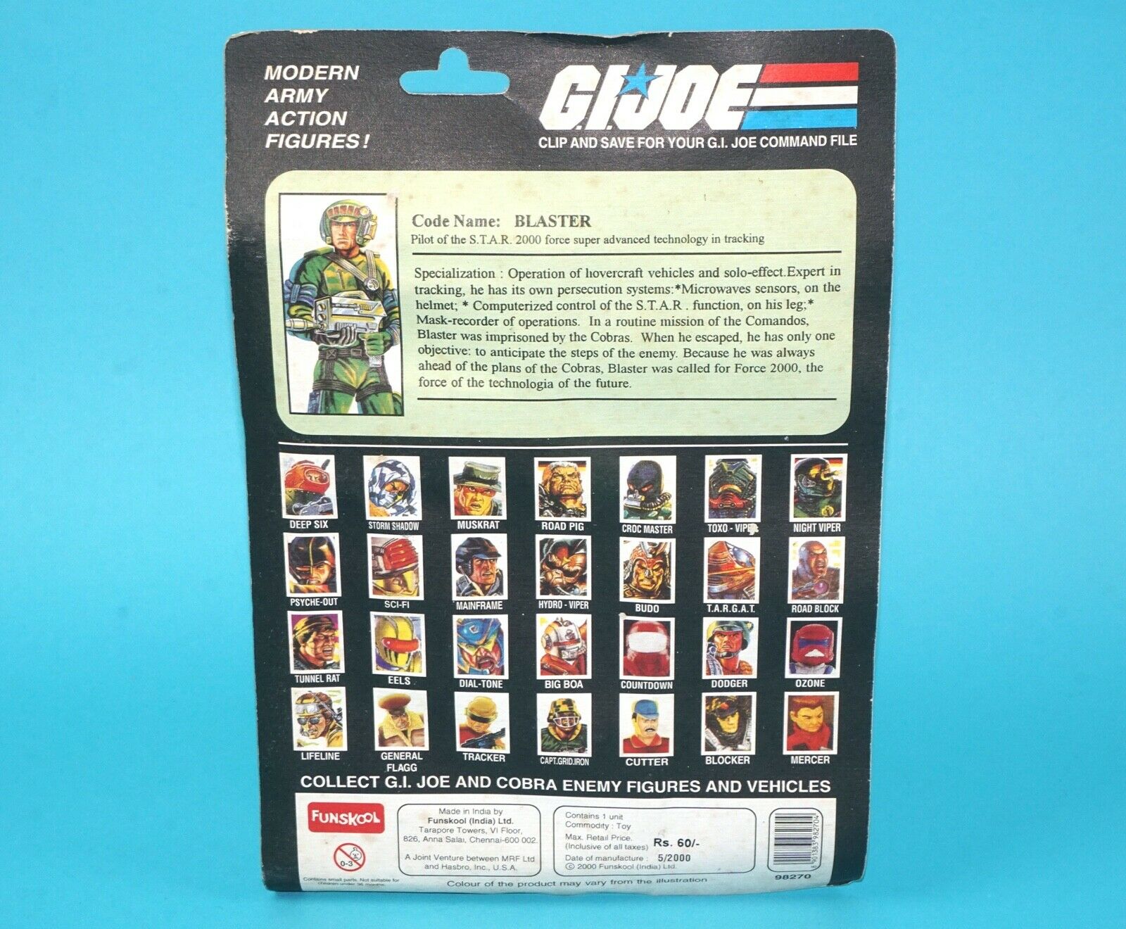 1987 GI JOE BLASTER v1 MOC MOSC 2000 FUNSKOOL INDIA - Image 7