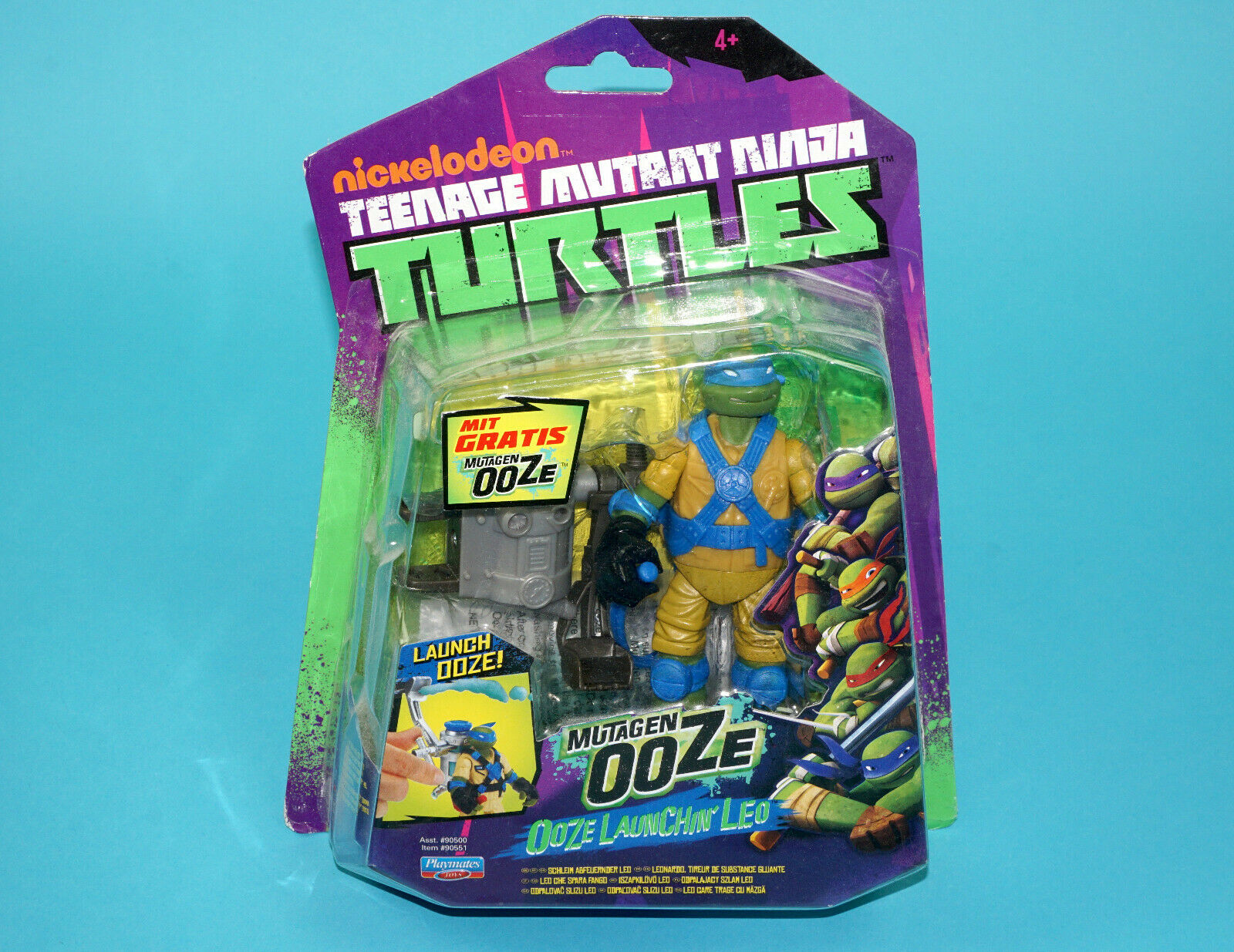 TMNT NICKELODEON TEENAGE MUTANT NINJA TURTLES OOZE LAUNCHIN' LEO MOC MOSC EURO CARD 2013 PLAYMATES