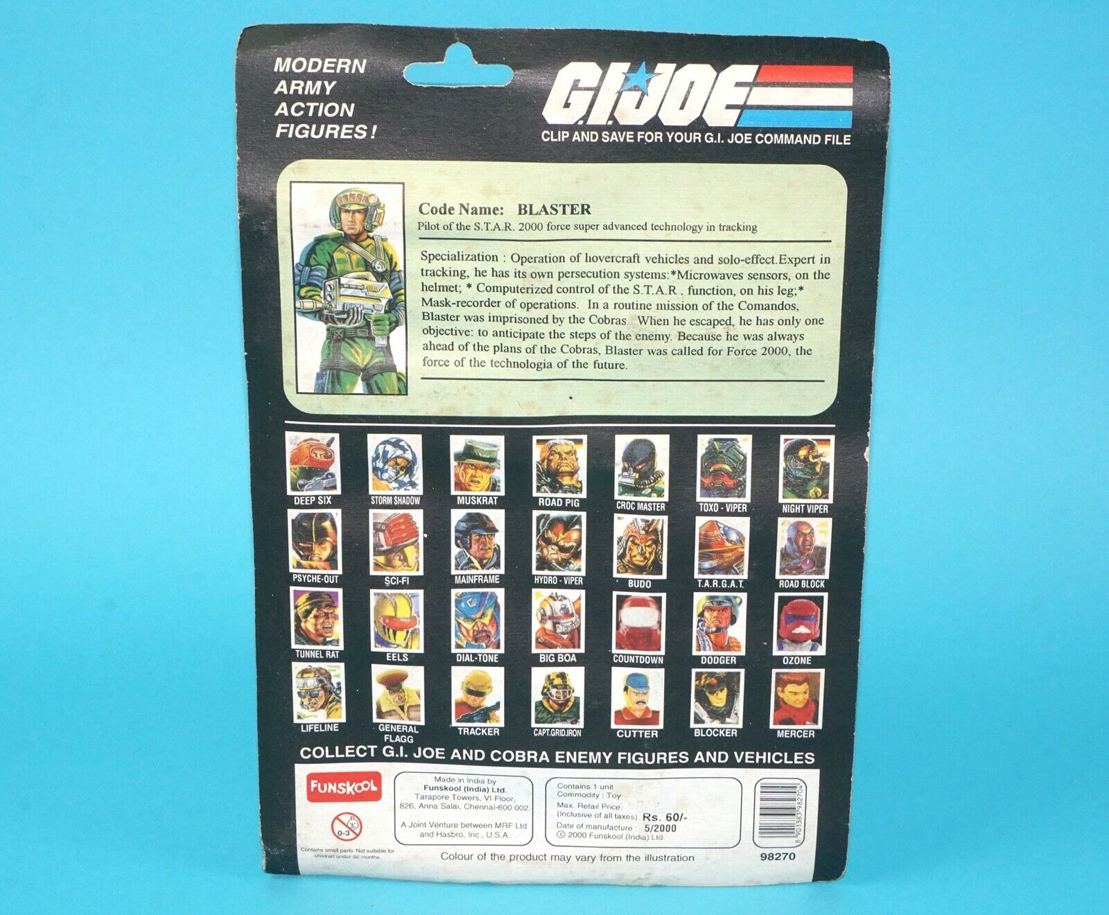 1987 GI JOE BLASTER v1 MOC MOSC 2000 FUNSKOOL INDIA - Image 7