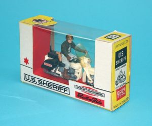 BRITAINS ROAD SERIES #9692 HARLEY DAVIDSON U.S. SHERIFF BROWN REVOLVER MIB 1960s