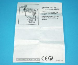 TRANSFORMERS G2 GO-BOTS GEARHEAD INSTRUCTIONS 1995 HASBRO EURO